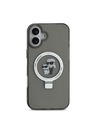 Karl Lagerfeld Karl Lagerfeld Ringstand Karl in Choupette MagSafe Zadnji pokrov za iPhone 16 Plus Black