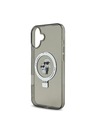 Karl Lagerfeld Karl Lagerfeld Ringstand Karl in Choupette MagSafe Zadnji pokrov za iPhone 16 Plus Black