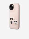 Karl Lagerfeld Karl Lagerfeld MagSafe Združljiv pokrov Tekoči silikonski Karl in Choupette za iPhone 14 Plus Pink