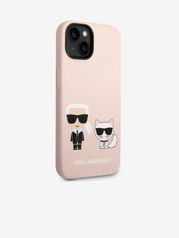 Karl Lagerfeld Karl Lagerfeld MagSafe Združljiv pokrov Tekoči silikonski Karl in Choupette za iPhone 14 Plus Pink