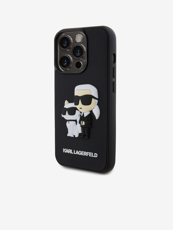 Karl Lagerfeld Karl Lagerfeld 3D Gumijasti Karl in Choupette Zadnji pokrov za iPhone 13 Pro Black
