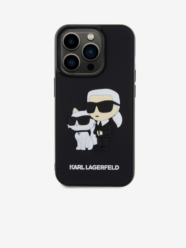 Karl Lagerfeld Karl Lagerfeld 3D Gumijasti Karl in Choupette Zadnji pokrov za iPhone 13 Pro Black