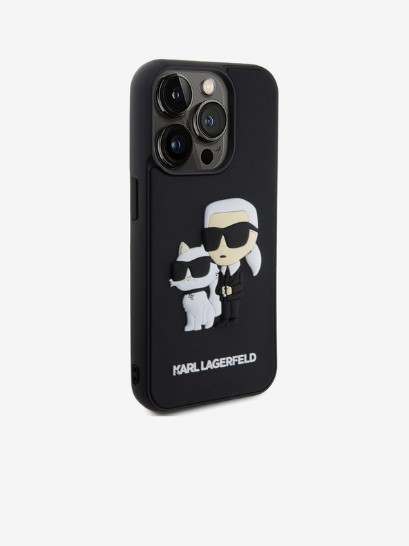 Karl Lagerfeld Karl Lagerfeld 3D Gumijasti Karl in Choupette Zadnji pokrov za iPhone 13 Pro Black