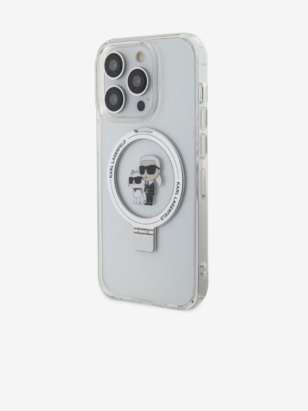 Karl Lagerfeld Karl Lagerfeld Ringstand Karl in Choupette MagSafe Zadnji pokrov za iPhone 15 Pro White