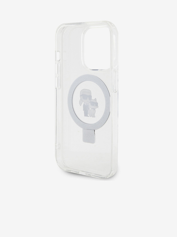 Karl Lagerfeld Karl Lagerfeld Ringstand Karl in Choupette MagSafe Zadnji pokrov za iPhone 15 Pro White