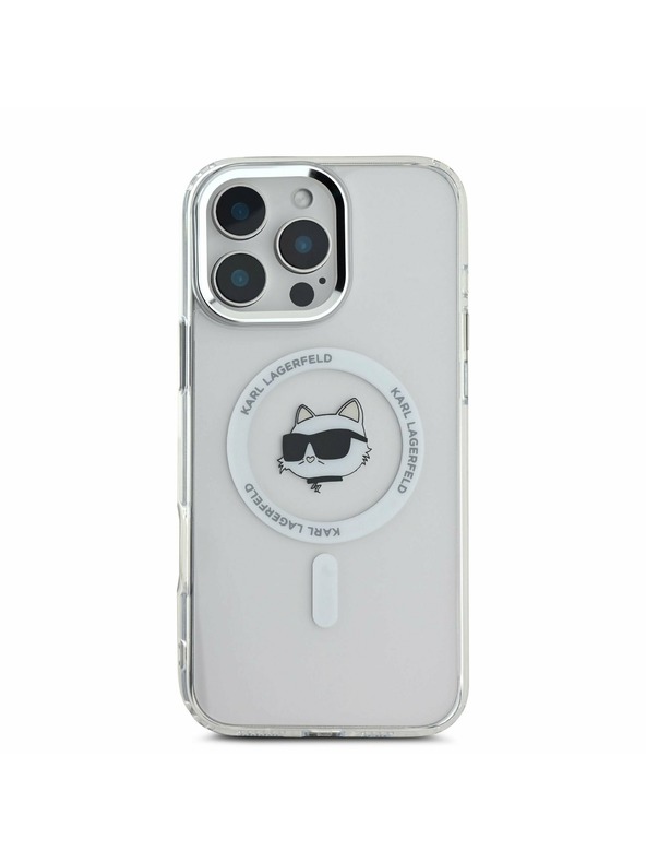 Karl Lagerfeld Karl Lagerfeld IML Choupette Head Kovinski okvir MagSafe Zadnji pokrov za iPhone 16 Pro Max Transparent