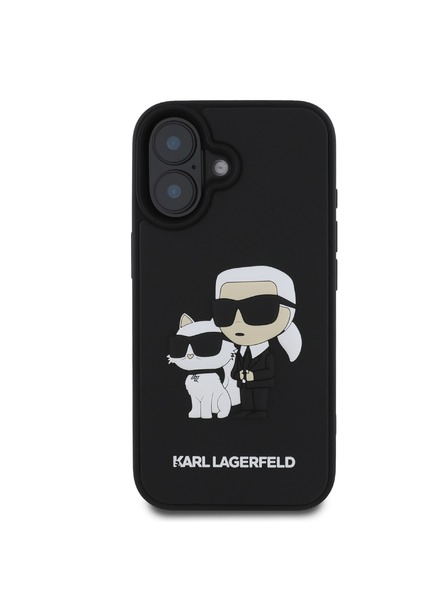 Karl Lagerfeld Karl Lagerfeld 3D Gumijasti Karl in Choupette Zadnji pokrov za iPhone 16 Plus Black