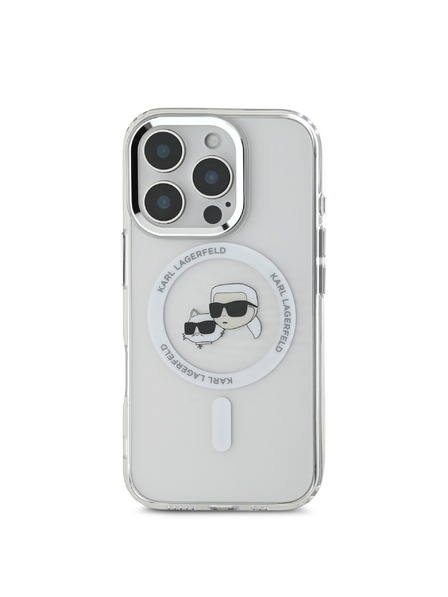 Karl Lagerfeld Karl Lagerfeld IML K&CH Heads Kovinski okvir MagSafe Zadnji pokrov za iPhone 16 Pro Max Transparent