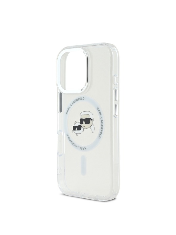 Karl Lagerfeld Karl Lagerfeld IML K&CH Heads Kovinski okvir MagSafe Zadnji pokrov za iPhone 16 Pro Max Transparent