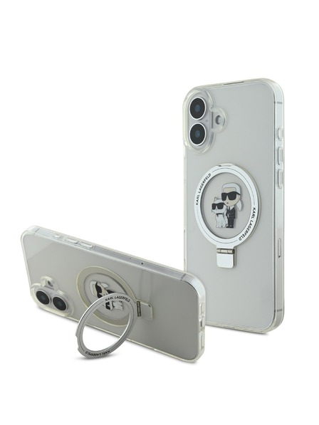 Karl Lagerfeld Karl Lagerfeld Ringstand Karl in Choupette MagSafe Zadnji pokrov za iPhone 16 Plus White