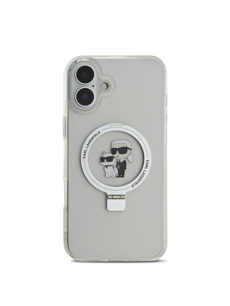 Karl Lagerfeld Karl Lagerfeld Ringstand Karl in Choupette MagSafe Zadnji pokrov za iPhone 16 Plus White
