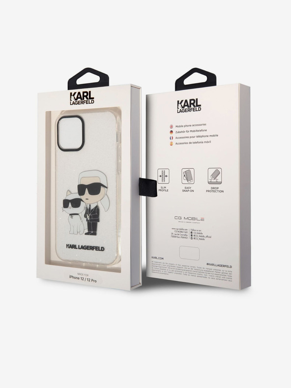 Karl Lagerfeld Karl Lagerfeld IML Glitter Karl in Choupette NFT Zadnji pokrov za iPhone 12/12 Pro Transparent