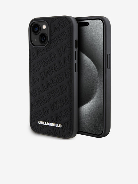 Karl Lagerfeld PU Quilted Pattern Zadnji pokrov za iPhone 15 Black Karl Lagerfeld