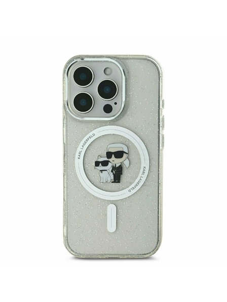 Karl Lagerfeld Karl Lagerfeld IML Bleščeč Karl and Choupette MagSafe Zadnji Pokrov za iPhone 16 Pro Max Transparent