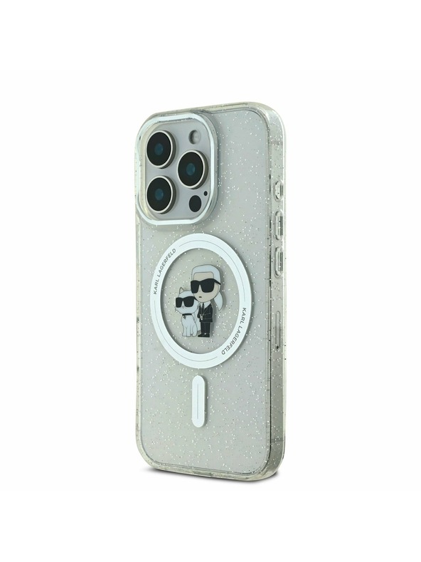 Karl Lagerfeld Karl Lagerfeld IML Bleščeč Karl and Choupette MagSafe Zadnji Pokrov za iPhone 16 Pro Max Transparent