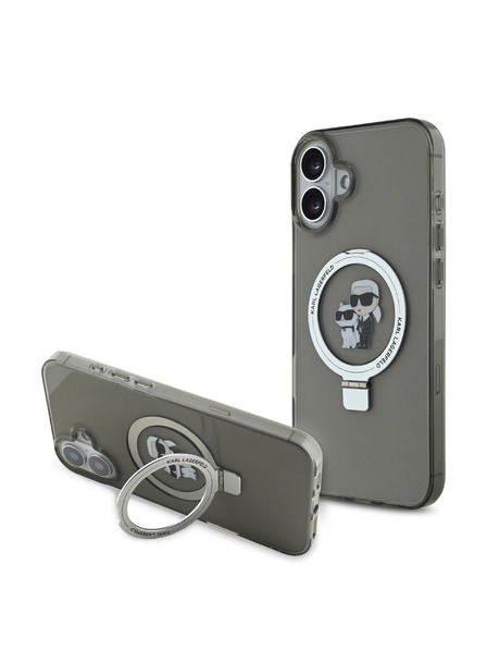 Karl Lagerfeld Karl Lagerfeld Ringstand Karl and Choupette MagSafe Zadnji Pokrov za iPhone 16 Black