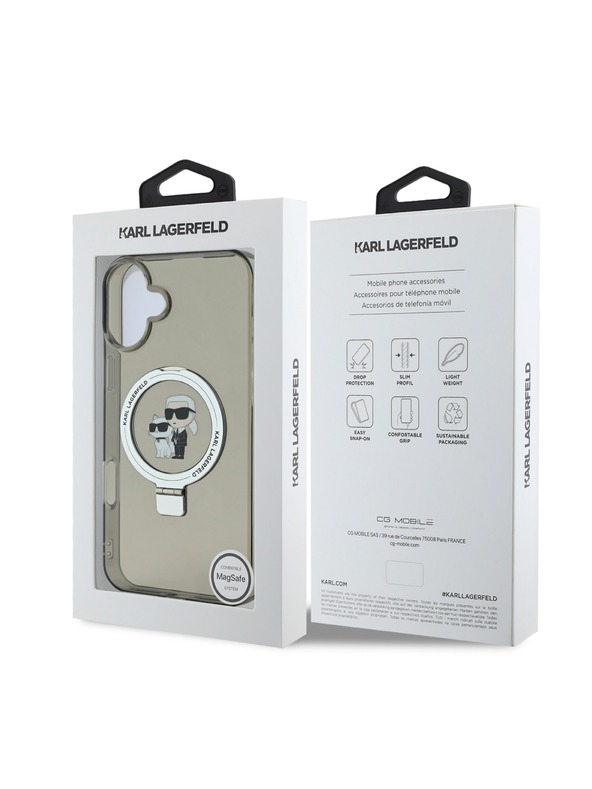 Karl Lagerfeld Karl Lagerfeld Ringstand Karl and Choupette MagSafe Zadnji Pokrov za iPhone 16 Black