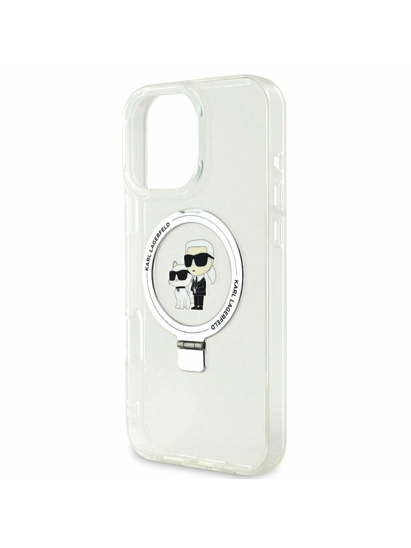 Karl Lagerfeld Karl Lagerfeld Ringstand Karl and Choupette MagSafe Zadnji Pokrov za iPhone 16 Pro White