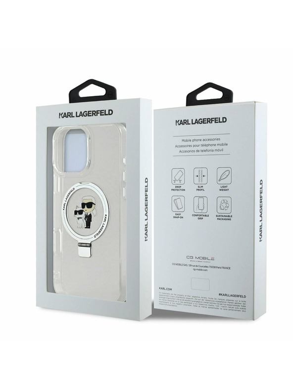 Karl Lagerfeld Karl Lagerfeld Ringstand Karl and Choupette MagSafe Zadnji Pokrov za iPhone 16 Pro White