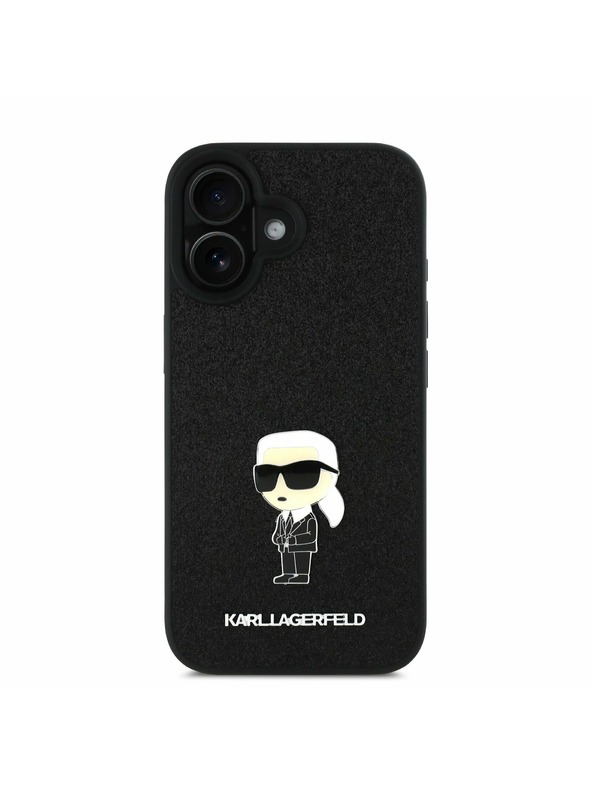 Karl Lagerfeld Karl Lagerfeld Fiksno Bleščeč Kovinski Ikonik Zadnji Pokrov za iPhone 16 Black