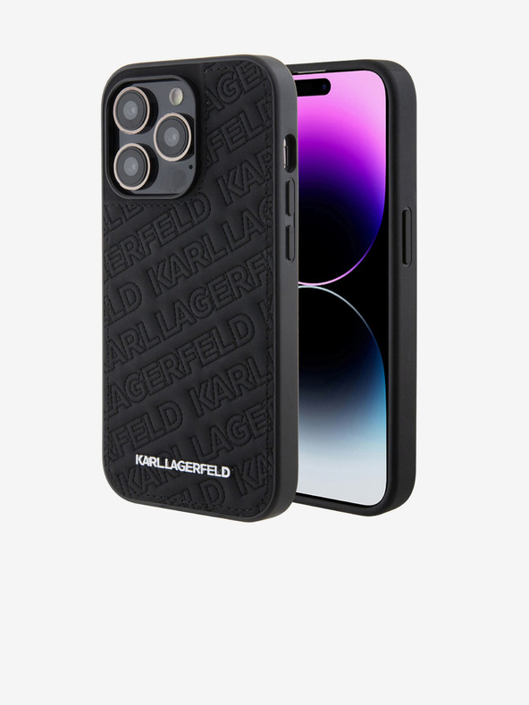 Karl Lagerfeld Karl Lagerfeld PU Prešit vzorec Zadnji Pokrov za iPhone 15 Pro Black