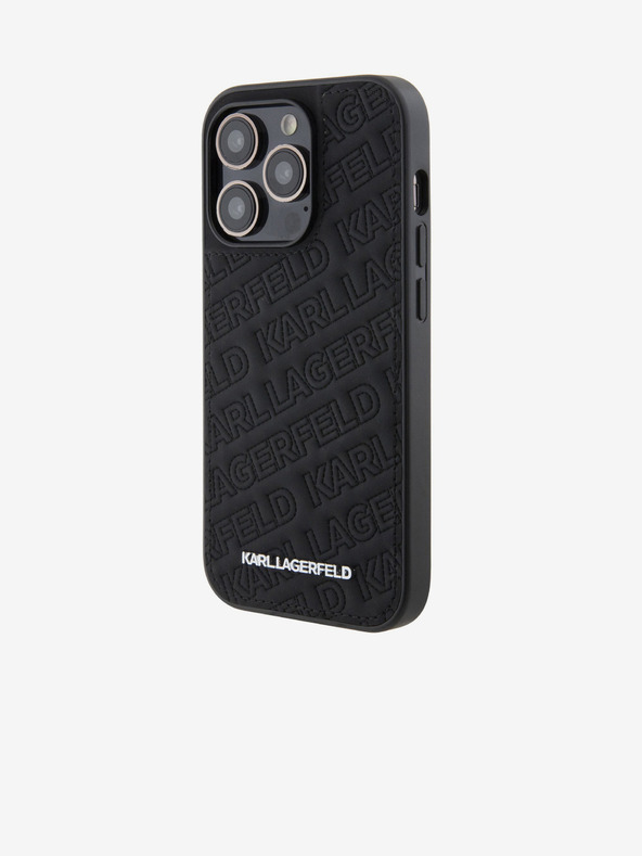 Karl Lagerfeld Karl Lagerfeld PU Prešit vzorec Zadnji Pokrov za iPhone 15 Pro Black