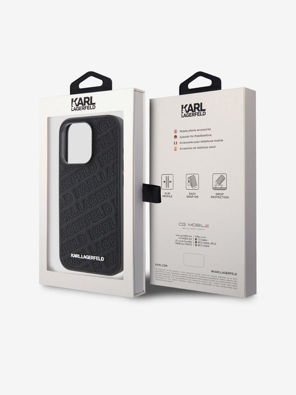 Karl Lagerfeld Karl Lagerfeld PU Prešit vzorec Zadnji Pokrov za iPhone 15 Pro Black