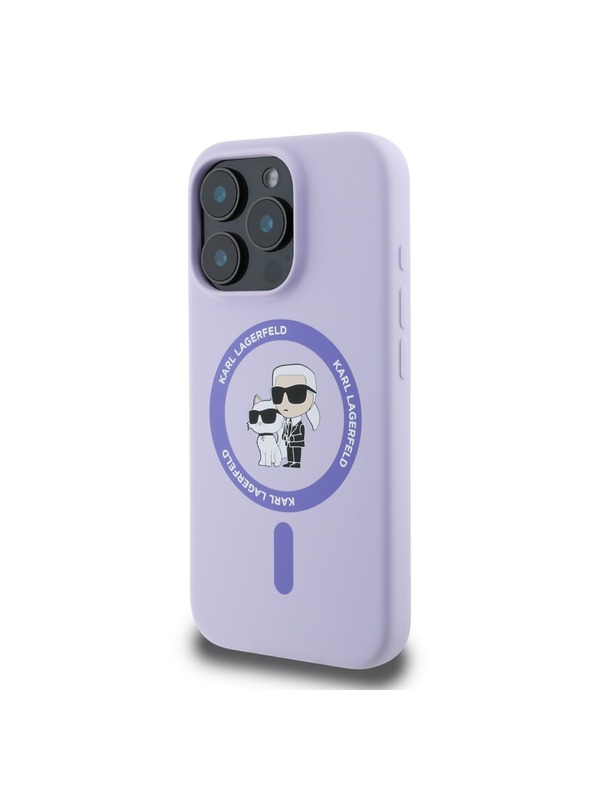 Karl Lagerfeld Karl Lagerfeld Liquid Silicone Karl and Choupette MagSafe Zadnji Pokrov za iPhone 16 Pro Purple