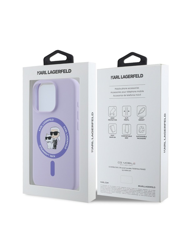 Karl Lagerfeld Karl Lagerfeld Liquid Silicone Karl and Choupette MagSafe Zadnji Pokrov za iPhone 16 Pro Purple