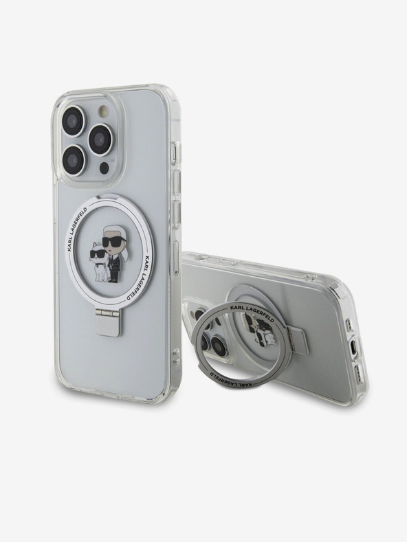 Karl Lagerfeld Ringstand Karl and Choupette MagSafe Zadnji Pokrov za iPhone 15 Pro Max White Karl Lagerfeld