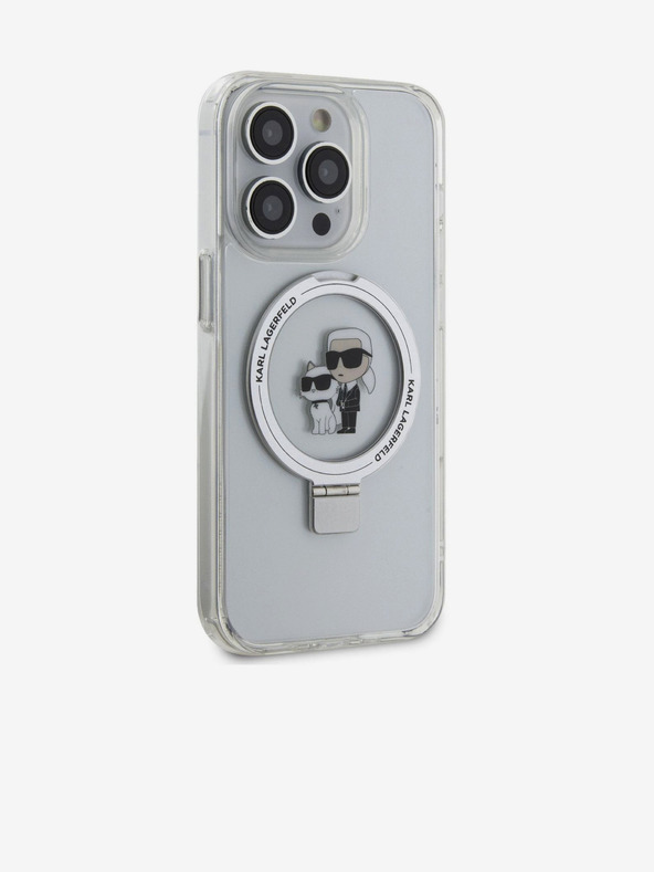 Karl Lagerfeld Ringstand Karl and Choupette MagSafe Zadnji Pokrov za iPhone 15 Pro Max White Karl Lagerfeld