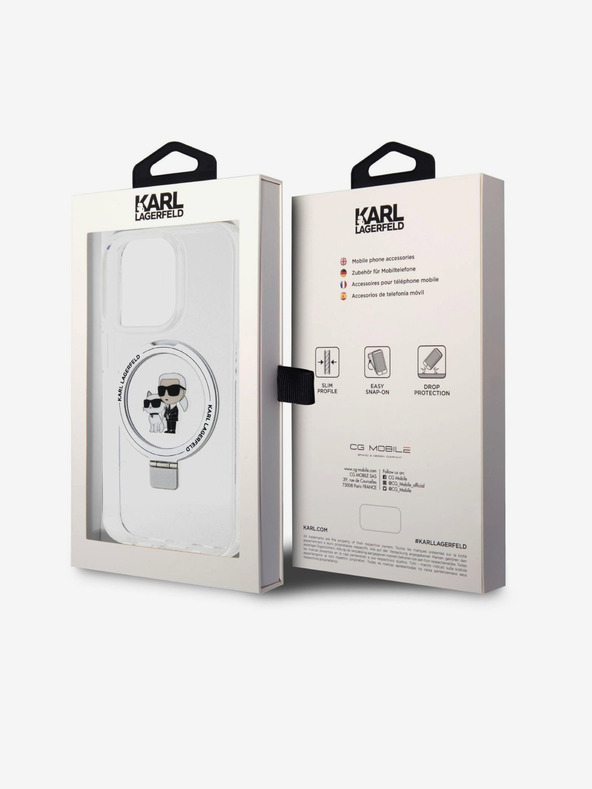 Karl Lagerfeld Ringstand Karl and Choupette MagSafe Zadnji Pokrov za iPhone 15 Pro Max White Karl Lagerfeld