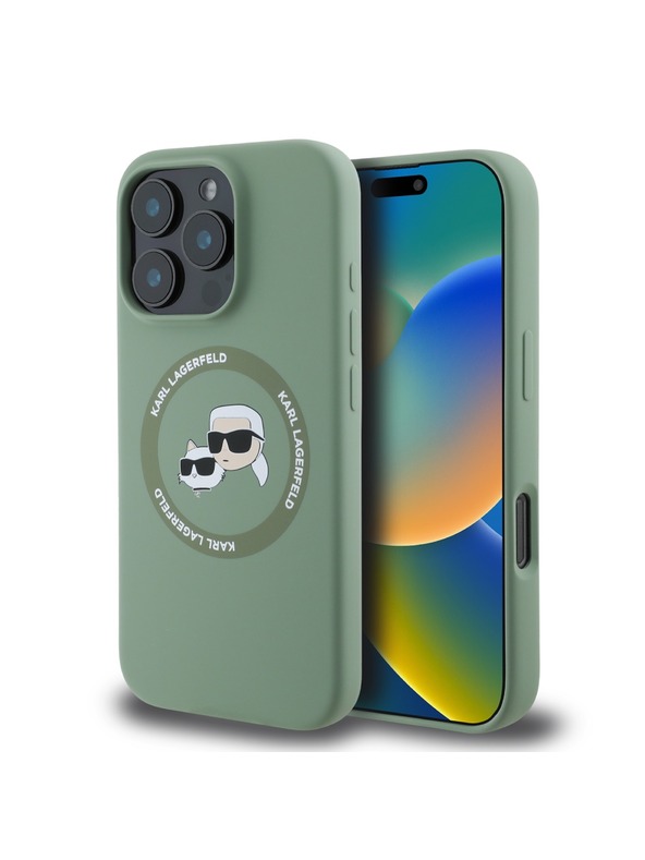 Karl Lagerfeld Karl Lagerfeld Liquid Silicone K&CH Glav MagSafe Zadnji Pokrov za iPhone 16 Pro Max Kaki
