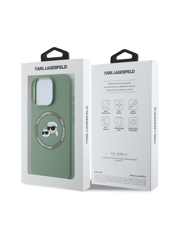 Karl Lagerfeld Karl Lagerfeld Liquid Silicone K&CH Glav MagSafe Zadnji Pokrov za iPhone 16 Pro Max Kaki