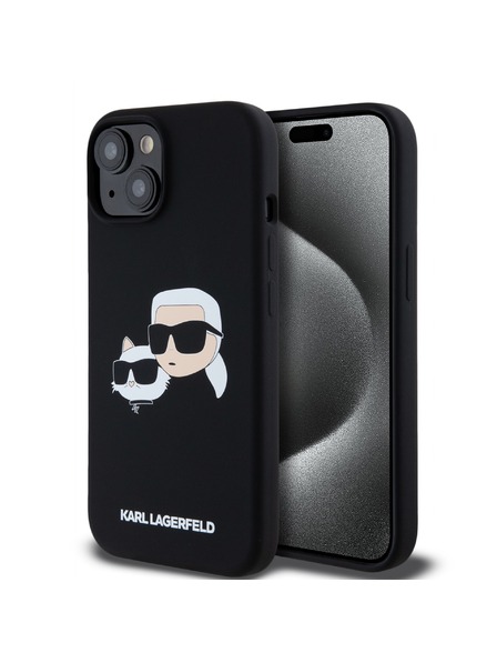 Karl Lagerfeld Liquid Silicone Double Heads Magsafe Zadnji Pokrov za iPhone 15 Black Karl Lagerfeld