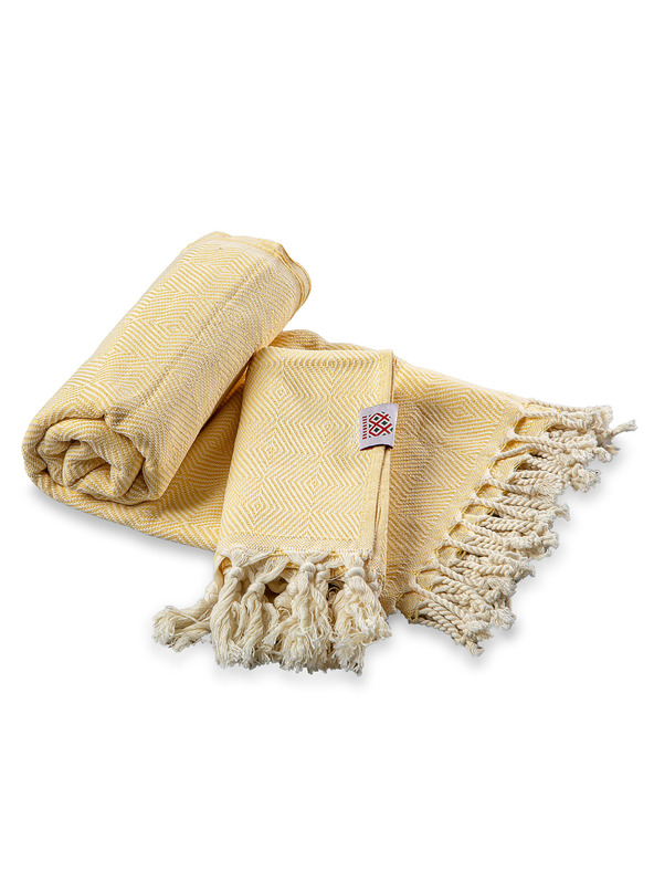 Balkanova Portokala bombažna kopalna brisača in brisača - komplet limonsko rumene barve