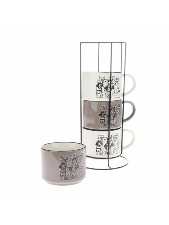 Casa de Engel Keramične skodelice v kovinskem podstavku, 4x300 ml, 1/9