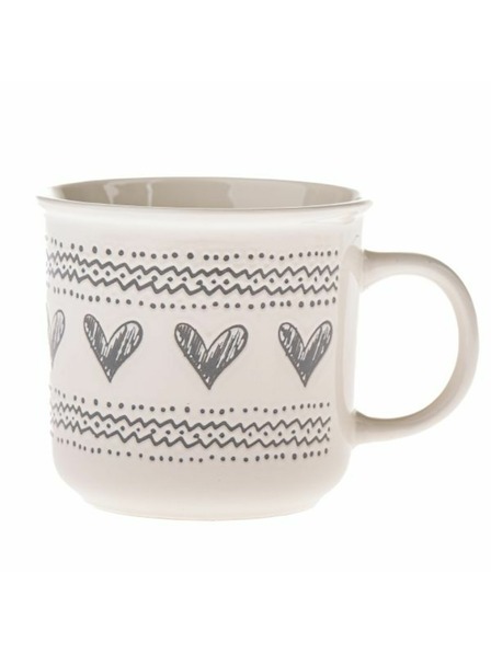 Casa de Engel Keramična skodelica s srcki, bela s sivo, 450ml, 6/36
