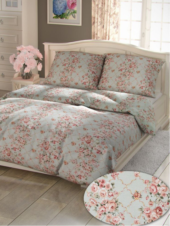 Kvalitex Francoska bombažna posteljnina Provence Collection 200x200, 70x90cm Rosalie zelena Qualitex