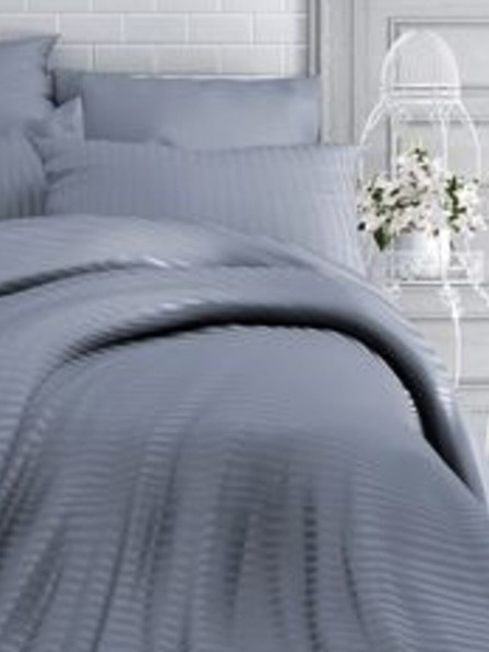 Kvalitex Francosko satenasto posteljno pregrinjalo s črto 1+2, 240x200, 70x90cm temno siva