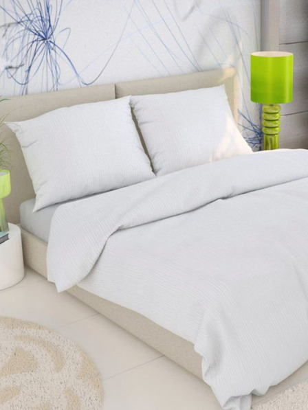 Kvalitex Francosko krepasto posteljno perilo 220x200, 70x90cm belo Kvalitex