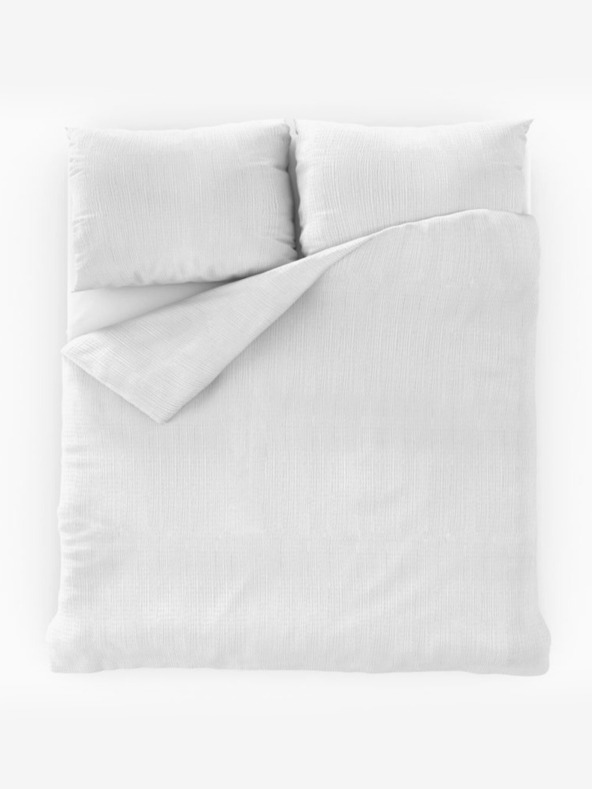 Kvalitex Francosko krepasto posteljno perilo 220x200, 70x90cm belo Kvalitex