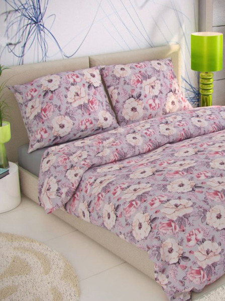 Kvalitex Klasična krep posteljnina 140x200, 70x90cm Ester siva Kvalitex