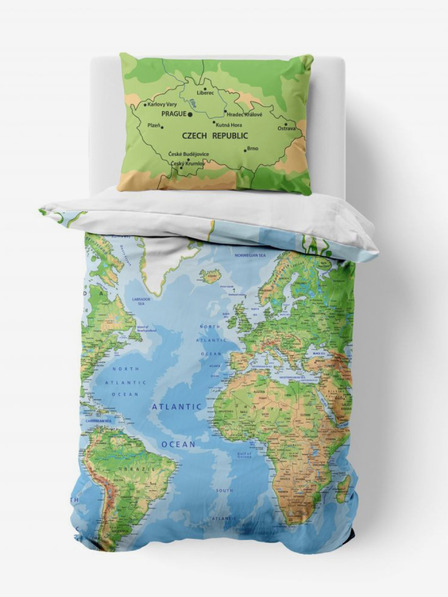 Kvalitex 3D posteljno perilo 140x200, 70x90cm Zemljevid sveta