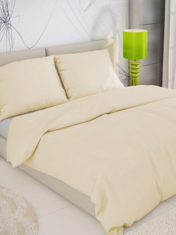 Kvalitex Klasično krepasto posteljno perilo 140x200, 70x90cm smetanasto Kvalitex