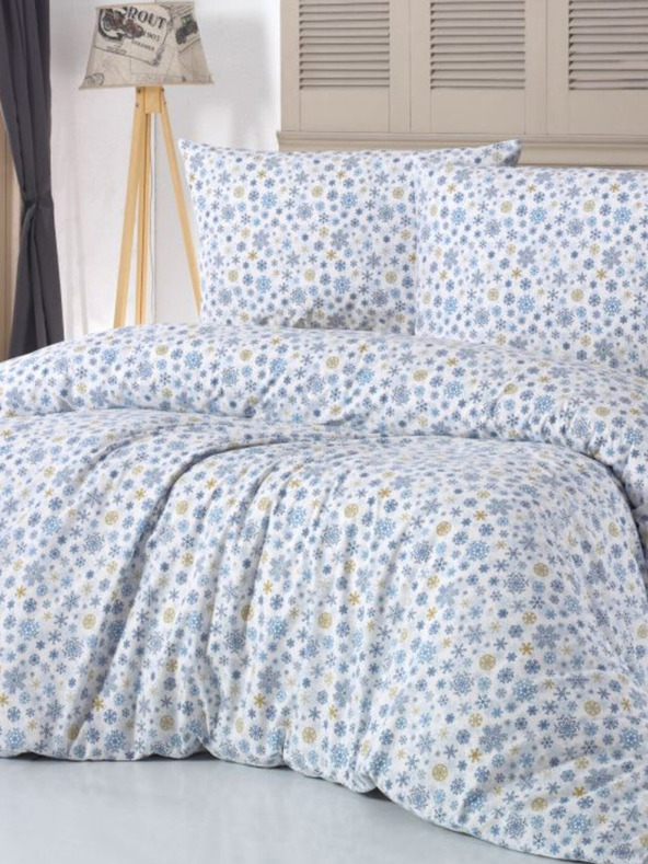 Kvalitex Božično posteljno perilo 140x200, 70x90cm POVOJNICE modre in bež barve