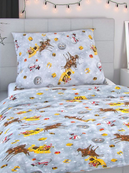 Kvalitex Božična posteljnina 140x220, 70x90cm SNOWFLIES siva