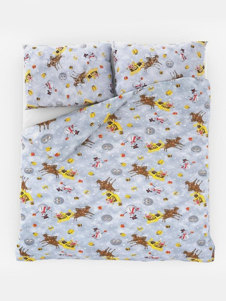Kvalitex Božična posteljnina 140x220, 70x90cm SNOWFLIES siva