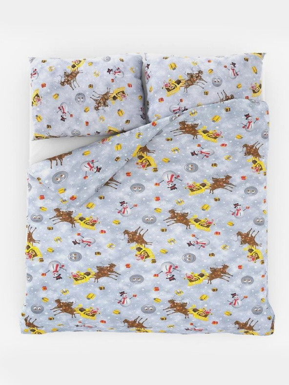 Kvalitex Božična posteljnina 220x200, 70x90cm SNOWFLIES siva