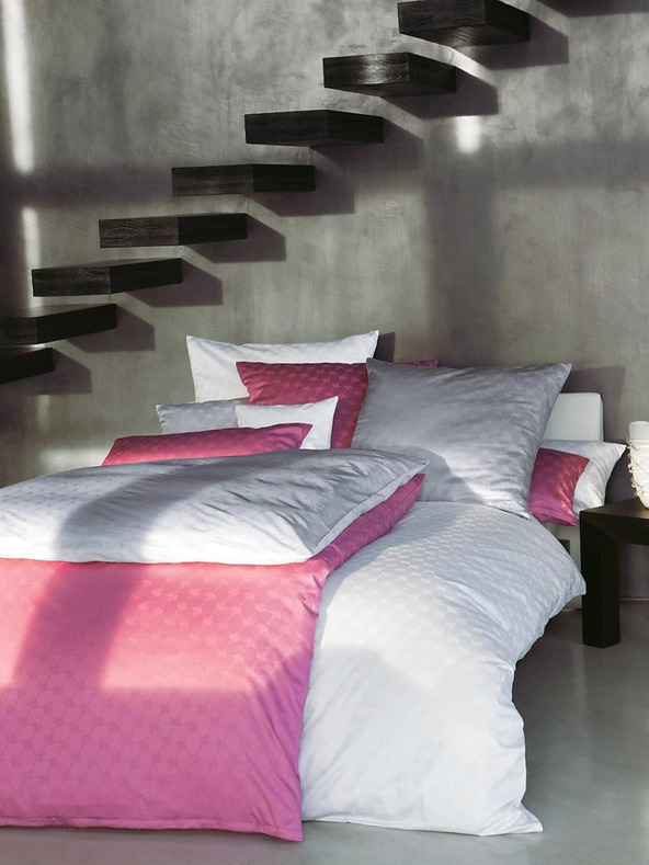 JOOP! 2x 70x90/200x200 Svetlo siva satenasto vzorčena posteljnina za zakonsko posteljo JOOP! Cornflower